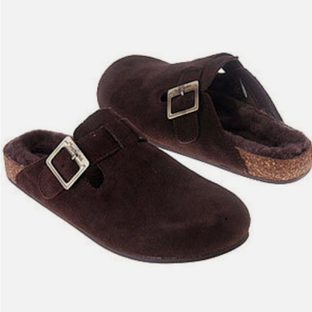 Zodiac 5M Brown Suede Clogs with Buckle Shearling insole Excellent Condition